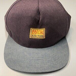 Vintage ONLY NY Snapback Men Hat, gray With Brown Leather Strap Made In …